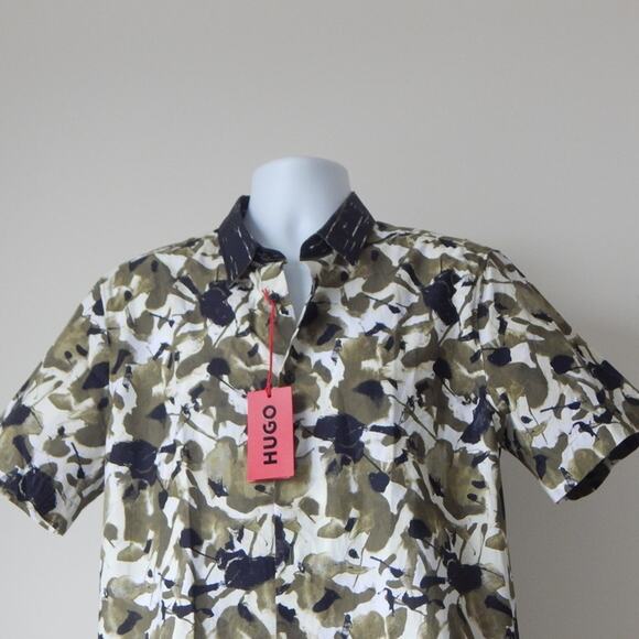 HUGO by Hugo Boss Green Black EBOR Button-down Straight Fit Shirt Men’s XL NWT - Picture 3 of 9